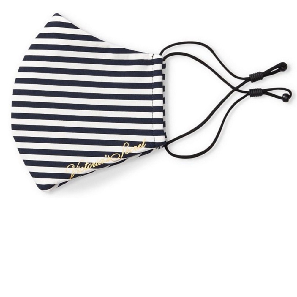 Black and white striped reusable face mask